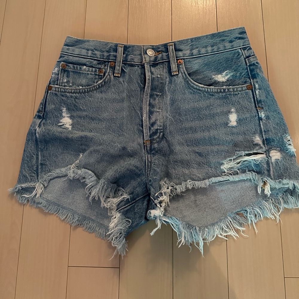 Agolde Parker Denim Shorts (Blue)